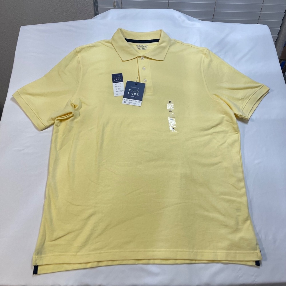Croft & Barrow Easy Care Polo Shirt Mens XL Yellow Short Sleeve NWT Cotton Blend